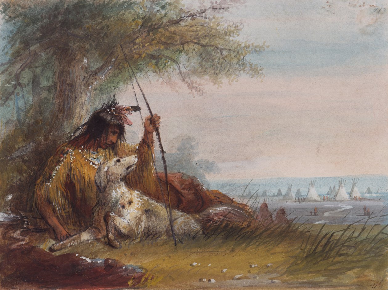 Indian Runner, 1837 körül (ceruza, akvarell és gouache papíron) alkotó: Alfred Jacob Miller