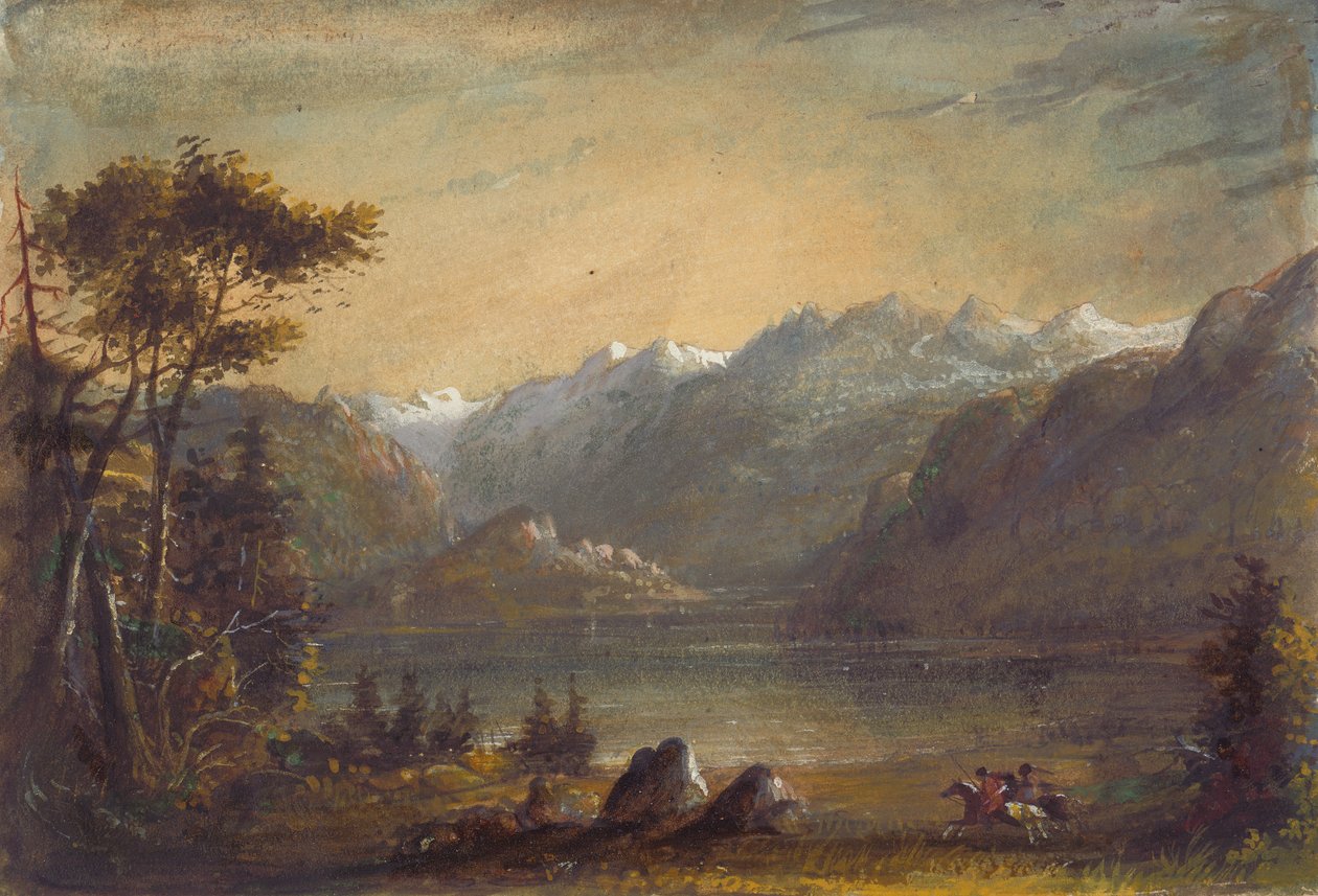 Lake Scene, Wind River Mountains, 1837 körül (akvarell és gouache papíron) alkotó: Alfred Jacob Miller