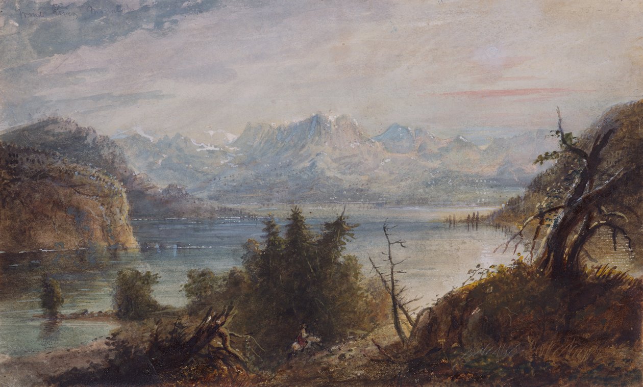 Lake, Wind River Hegylánc, 1837 körül (akvarell, papír) alkotó: Alfred Jacob Miller
