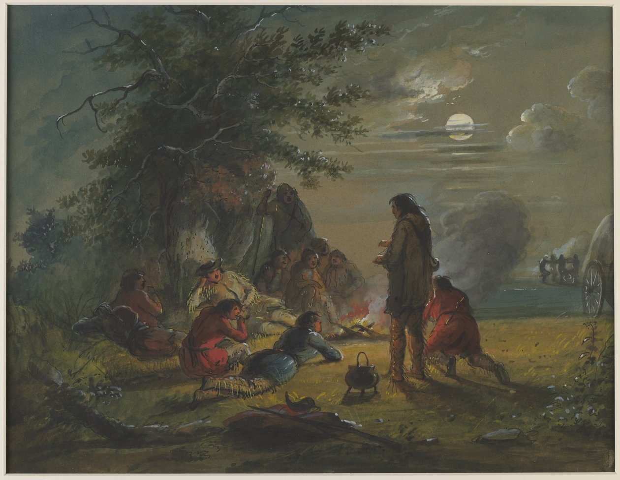 Holdfény – A tábor jelenete alkotó: Alfred Jacob Miller