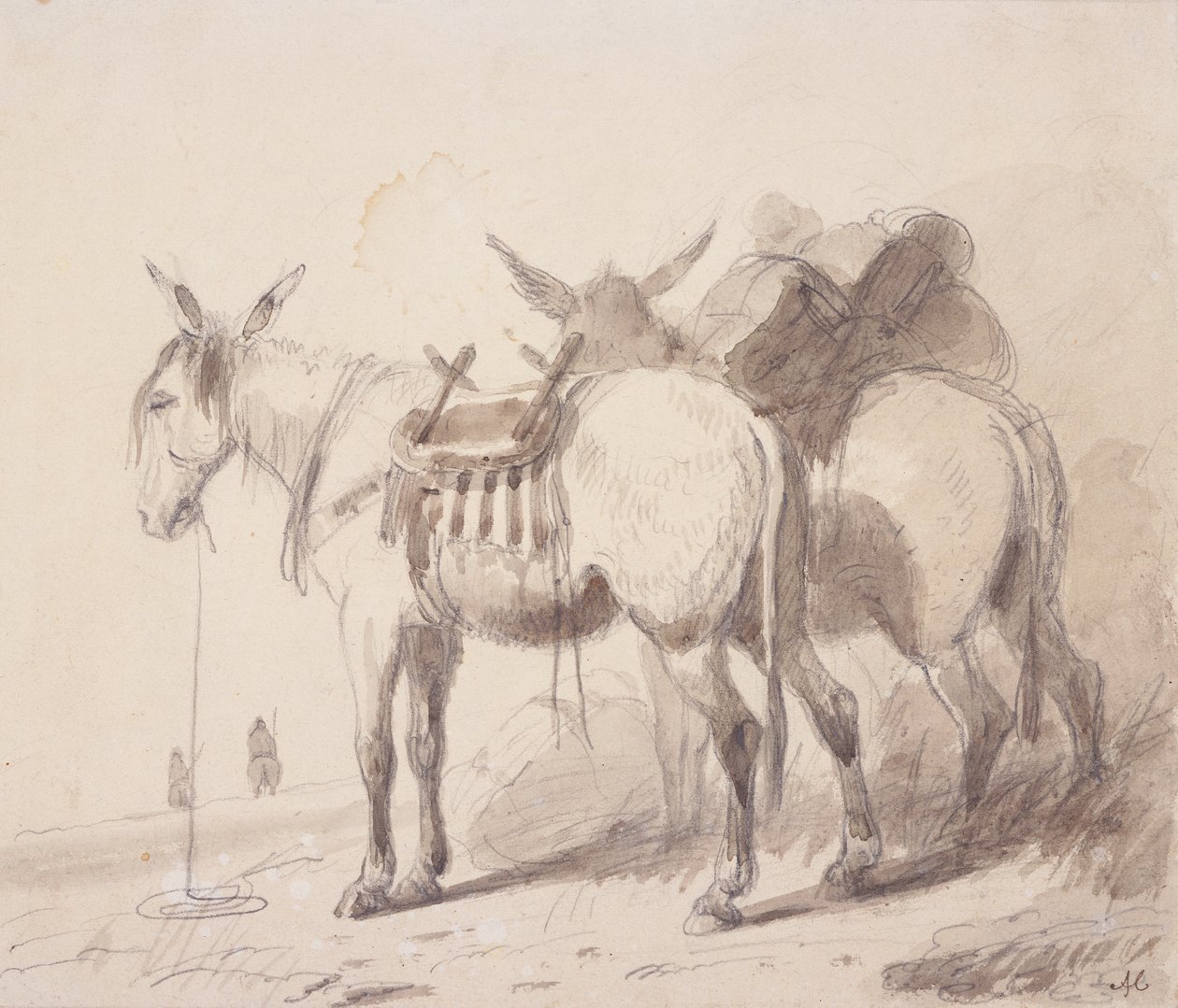 Öszvér felszerelés, 1837 körül (ceruza és mosás papíron) alkotó: Alfred Jacob Miller