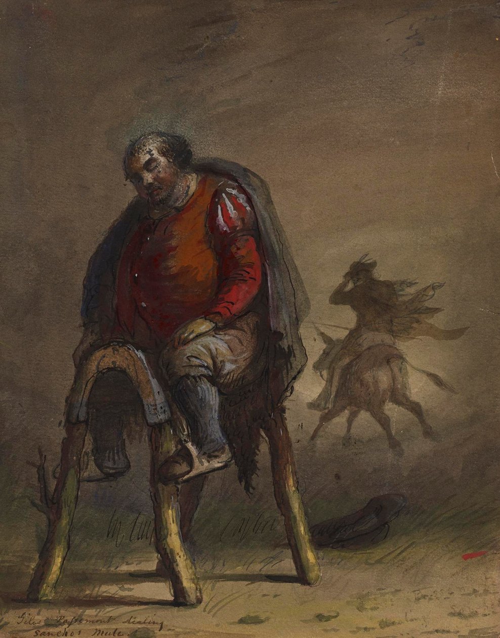 Passemont ellopja Sancho öszvérét (M. de Cervantes: Don Quijote című művéből) alkotó: Alfred Jacob Miller