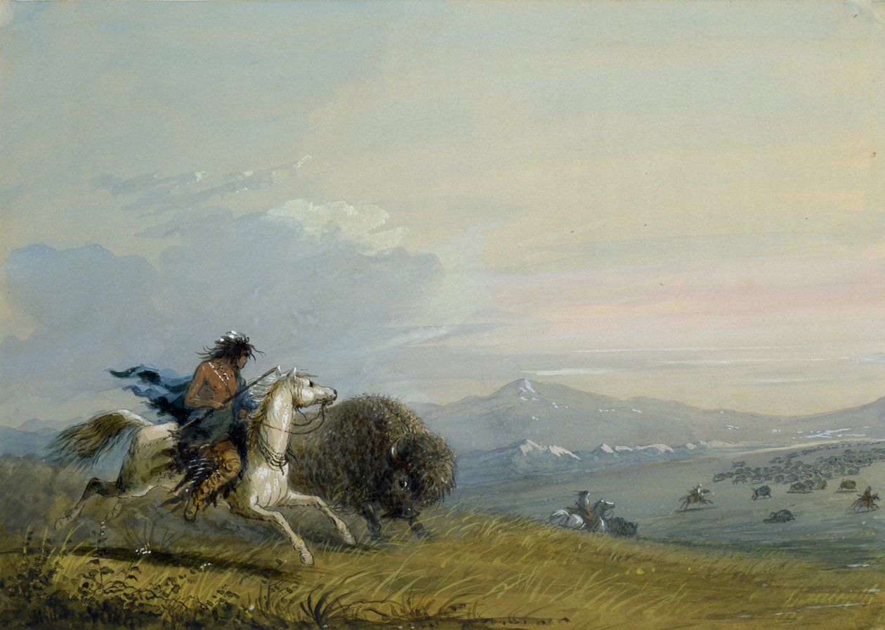 Pawnee futó bölény alkotó: Alfred Jacob Miller
