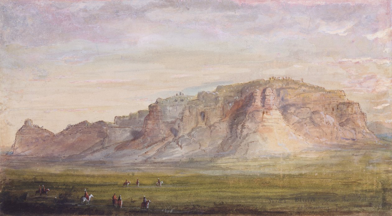Scotts Bluff a Nebraska közelében (Platte), 1837 körül (akvarell papíron) alkotó: Alfred Jacob Miller