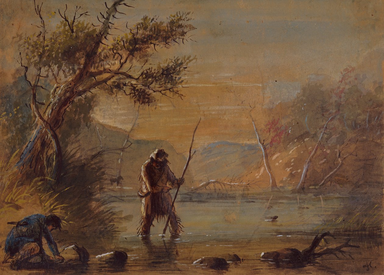 Csapdák beállítása Beavernek, 1837 körül (ceruza, akvarell és gouache papíron) alkotó: Alfred Jacob Miller