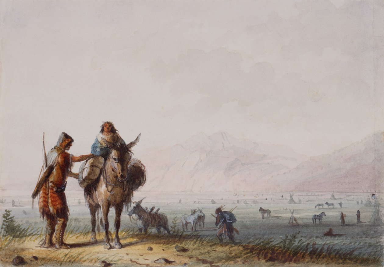 Shoshone Root Diggers, 1837 körül (toll, tinta és akvarell papíron) alkotó: Alfred Jacob Miller