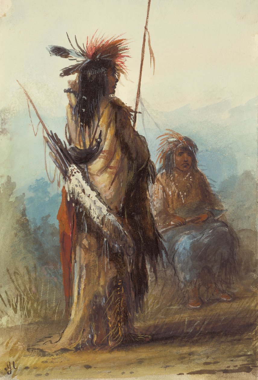 Shoshones, Green River, 1837 körül (ceruza, toll és tinta, valamint papírra mosás) alkotó: Alfred Jacob Miller