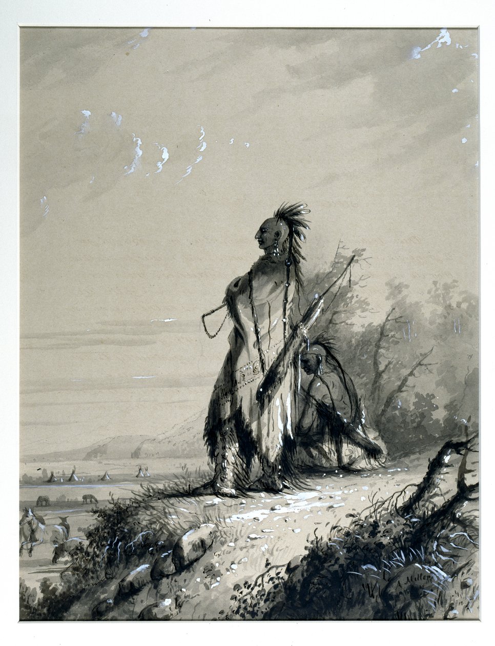 Sioux indián őrség alkotó: Alfred Jacob Miller