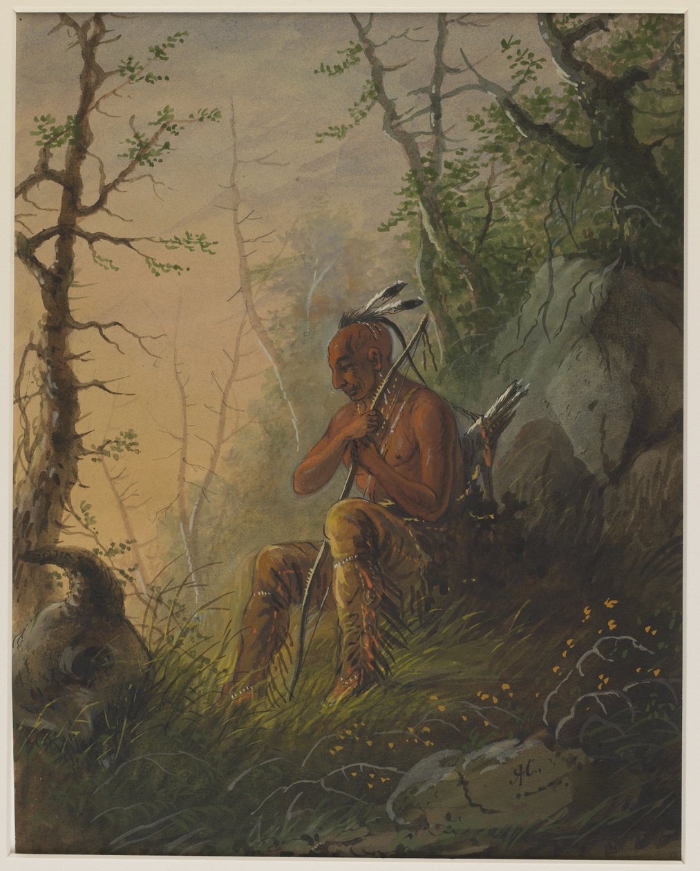 Egy sioux indián egy sírnál alkotó: Alfred Jacob Miller