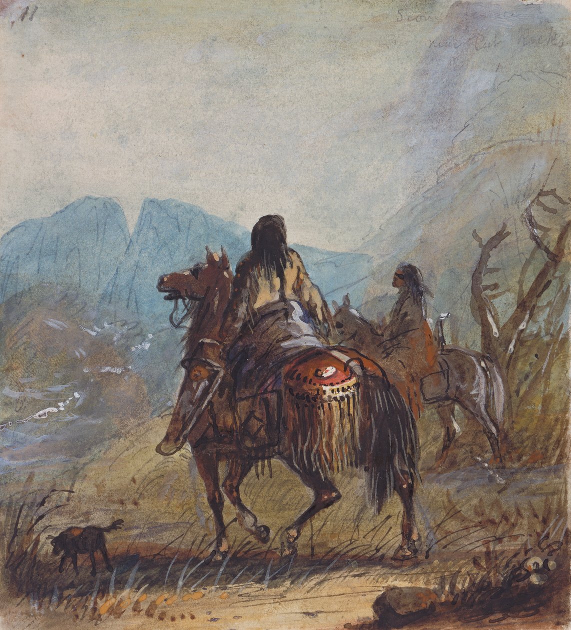 Sioux Women, Cut Rocks in the Distance, 1837 körül (ceruza, akvarell és gouache papíron) alkotó: Alfred Jacob Miller