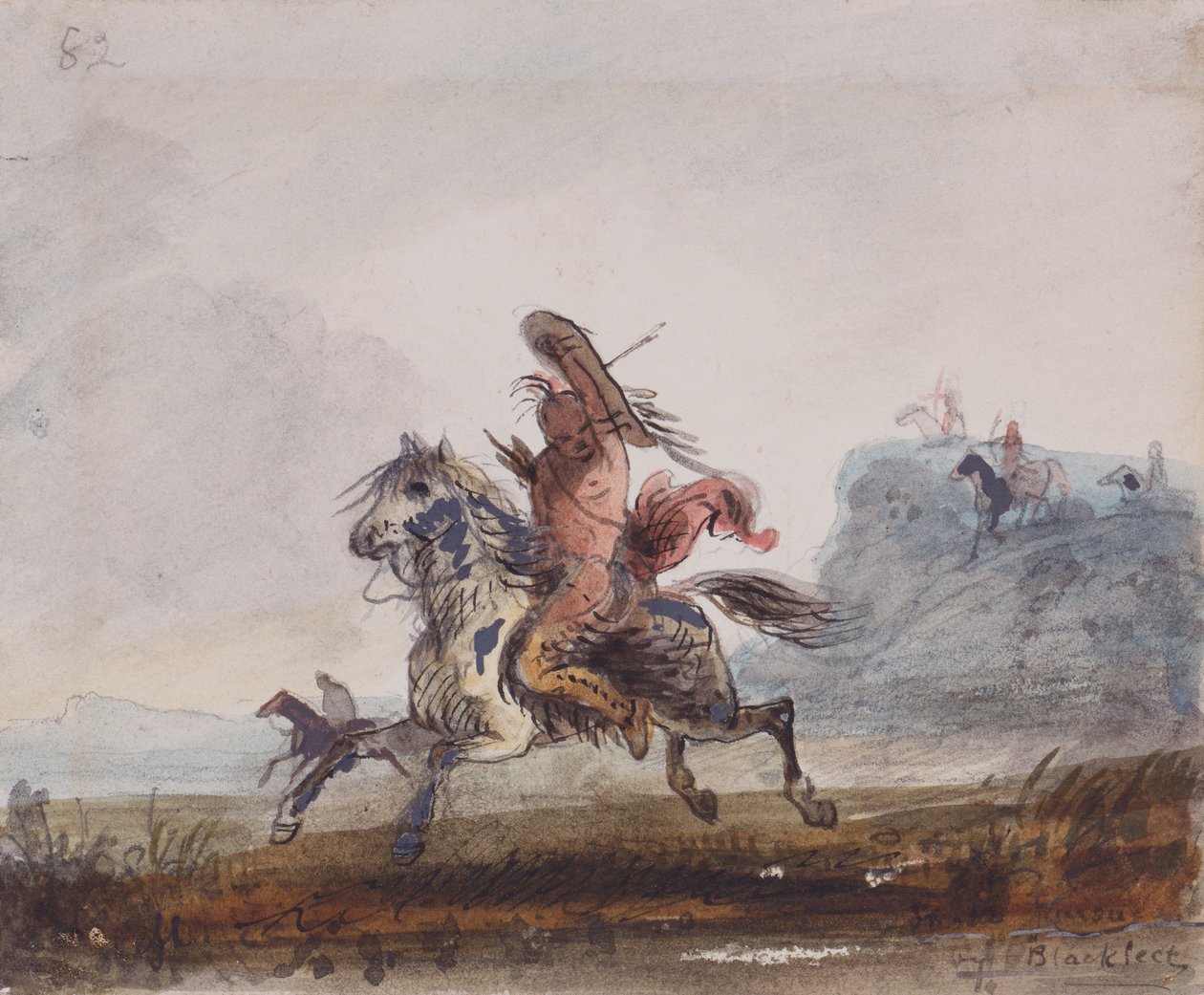 Blackfeet által üldözött kígyók, 1837 körül (akvarell papíron) alkotó: Alfred Jacob Miller
