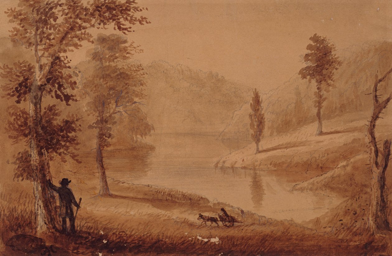 Hattyúk tava, 1837 körül (akvarell, papír) alkotó: Alfred Jacob Miller