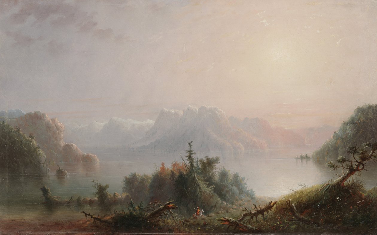 A tó magányos keble az ég felé tágul, 1850 körül (olaj, tábla) alkotó: Alfred Jacob Miller