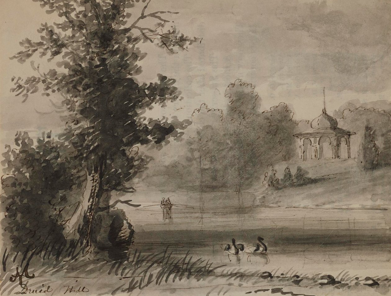 Kilátás a tóra a Druid Hill Parkból alkotó: Alfred Jacob Miller