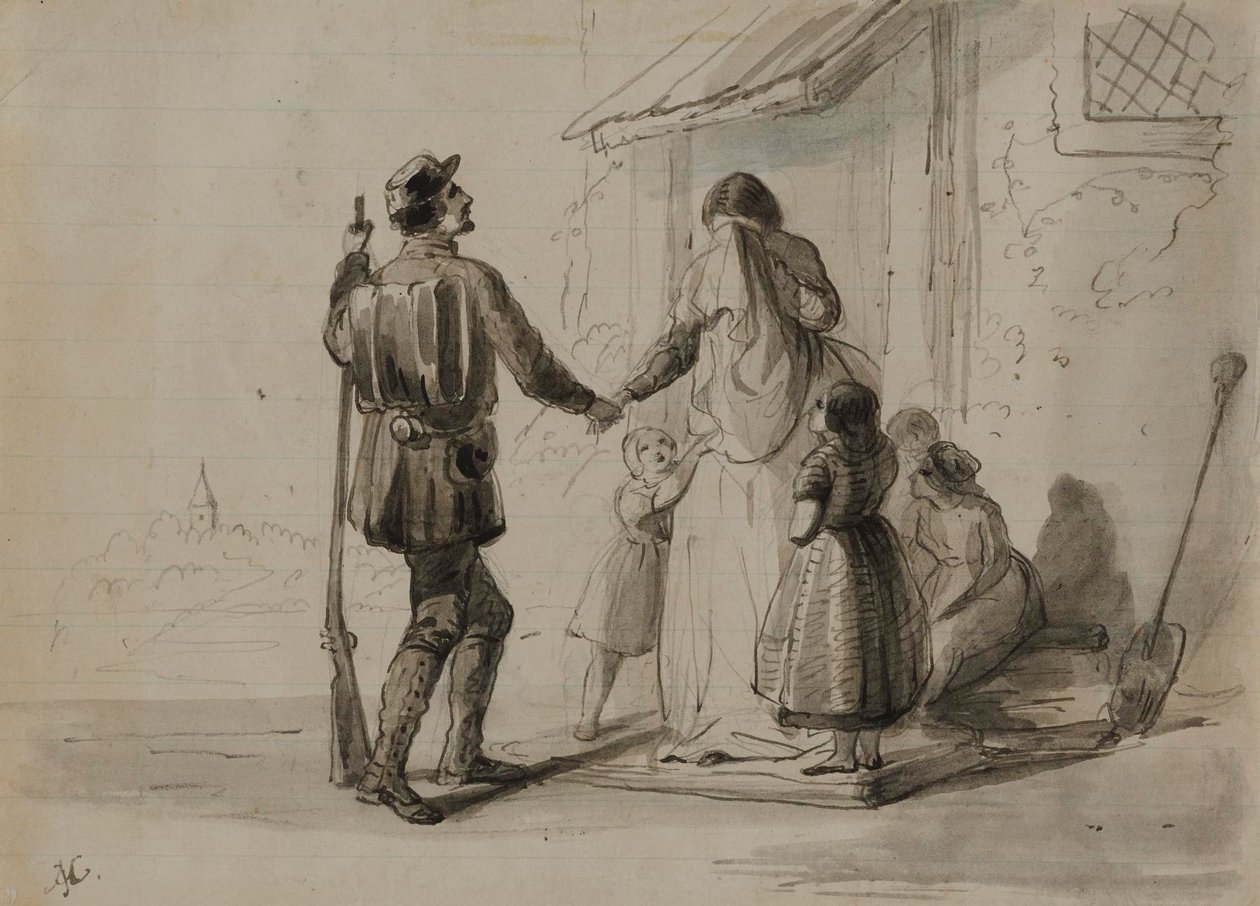 Háború. Indulás a frontra alkotó: Alfred Jacob Miller