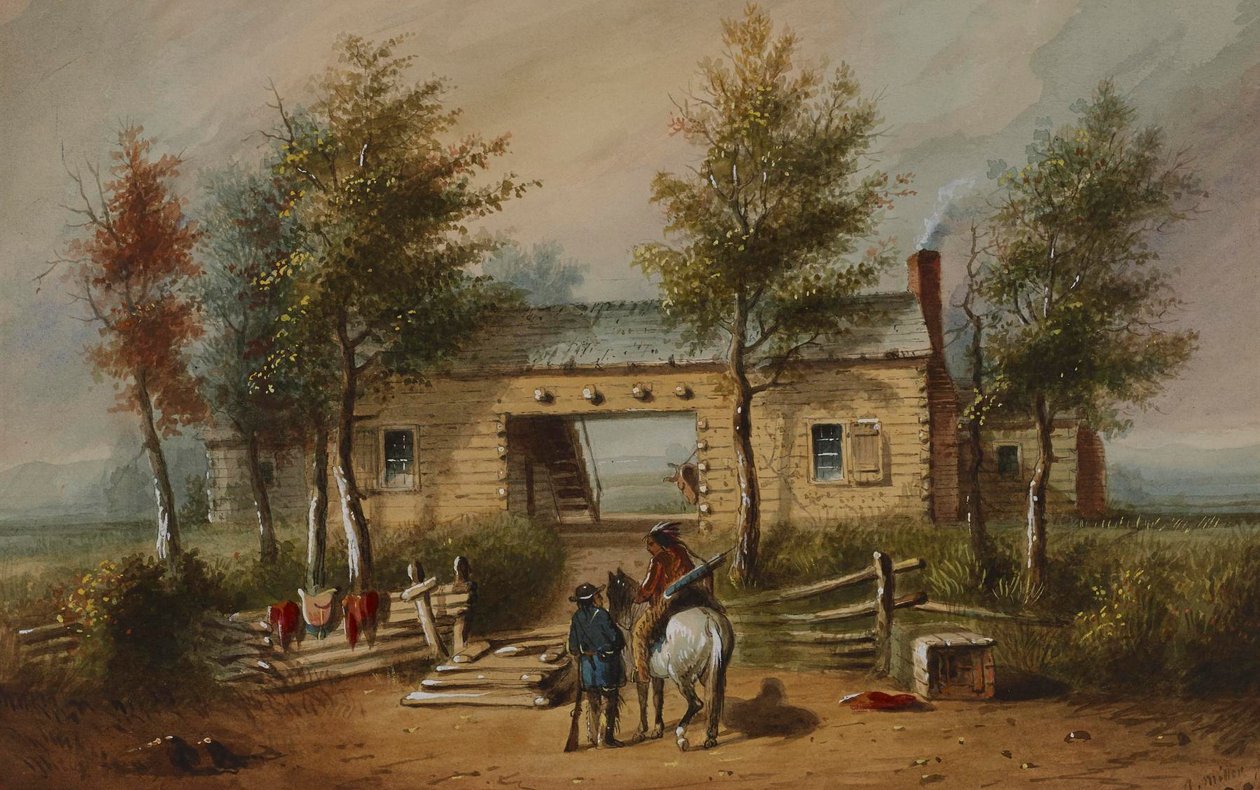 Nyugati stílusú rönkház alkotó: Alfred Jacob Miller