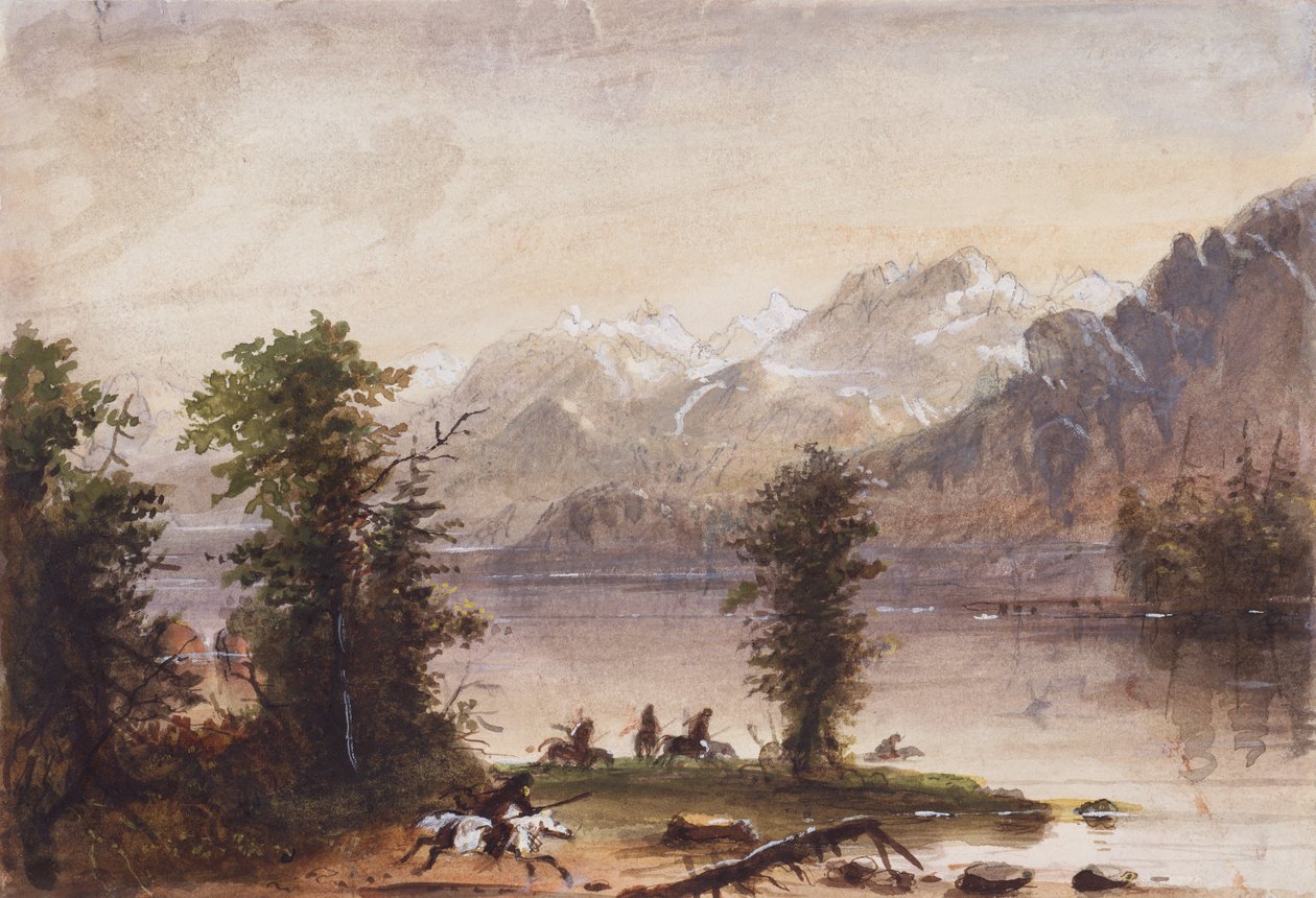 Wind River Mountains, 1837 körül (ceruza, akvarell és gouache papíron) alkotó: Alfred Jacob Miller
