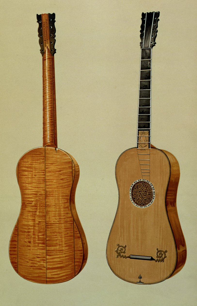 Antonio Stradivarius (kb. 1644-1737) gitárja a „Musical Instruments”-ből (színes litó) alkotó: Alfred James Hipkins