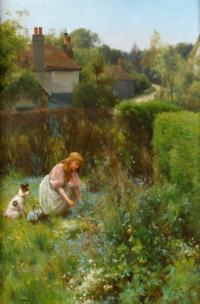 Vadvirágok szedése a sövényben, 1895 alkotó: Alfred, Jr. Glendening