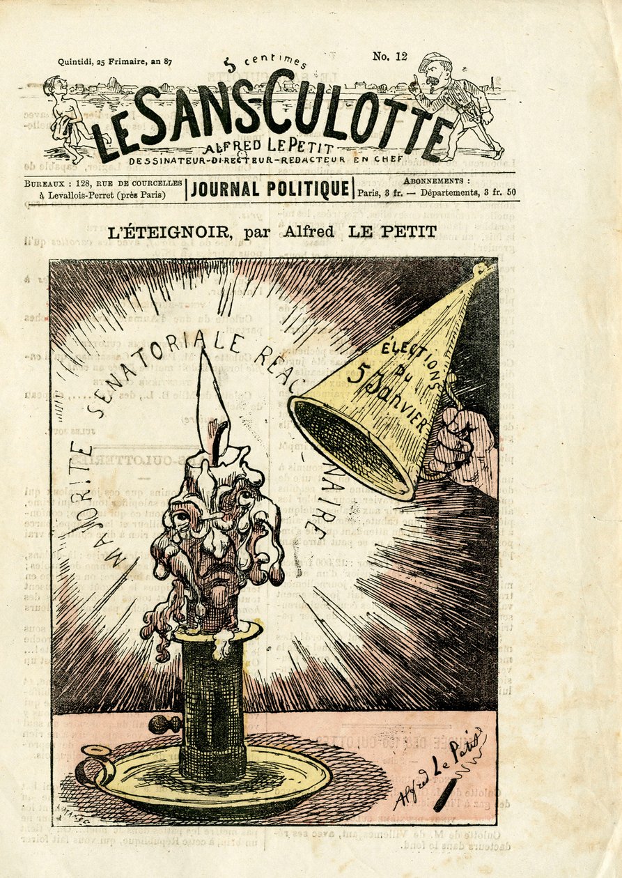 A „Le Sans-Panlotte” borítója, 12. szám, színes szatirikus alkotó: Alfred Le Petit