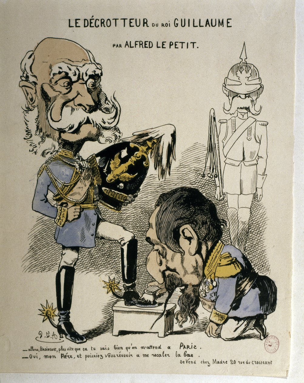 FRANK-POROSZ HÁBORÚ: Vilmos és III. Napóleon karikatúrája: I. Vilmos porosz és III... alkotó: Alfred Le Petit