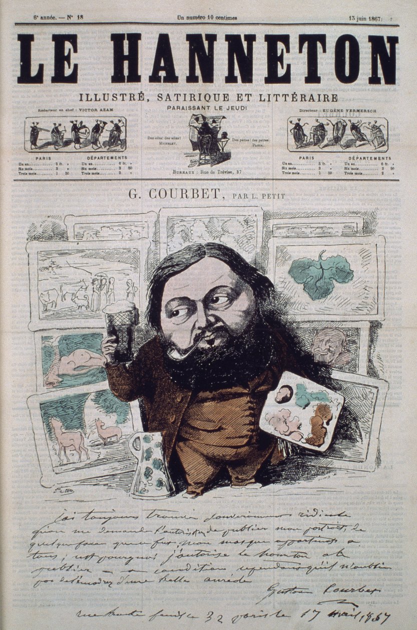 Gustave Courbet, a „Le Hanneton” magazin borítójának illusztrációja, 1867. június 13. alkotó: Alfred Le Petit