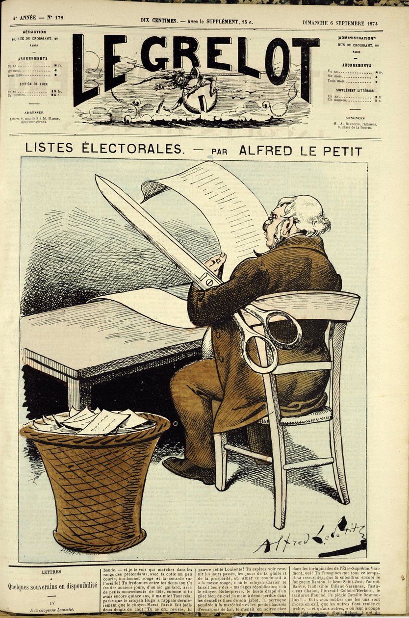 Illusztráció a 178. sz. Le Grelot borítójához alkotó: Alfred Le Petit
