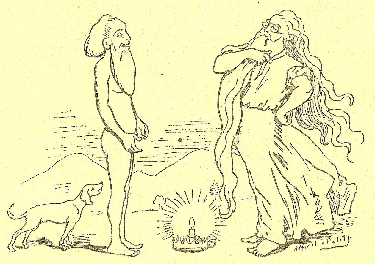 Alfred Le Pete (1841-1909) illusztrációja a Gros-Jean és gyógymódja című műben. alkotó: Alfred Le Petit