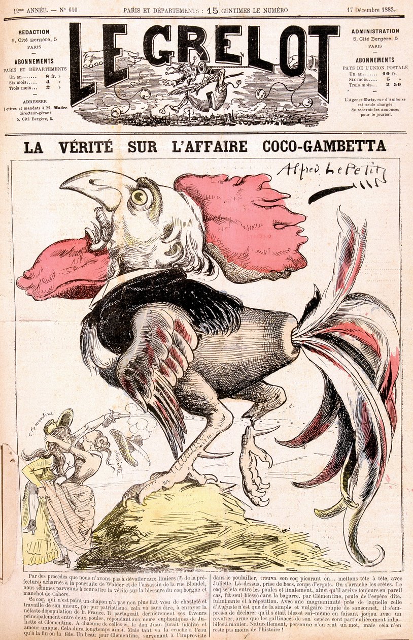Az igazság a Coco-ügyről (Gambetta és "" csirkék") - Gambetta - Alfred Le Petittytől, a "" Le Grelot""-ban, 1882.12.17. alkotó: Alfred Le Petit
