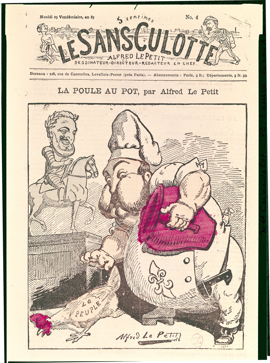"Le Poule au Pot", Henri Charles Ferdinand Marie Dieudonne (1820-83) Chambord gróf karikatúrája, a "Le Sans-Culotte"-ból, 1879 alkotó: Alfred Le Petit