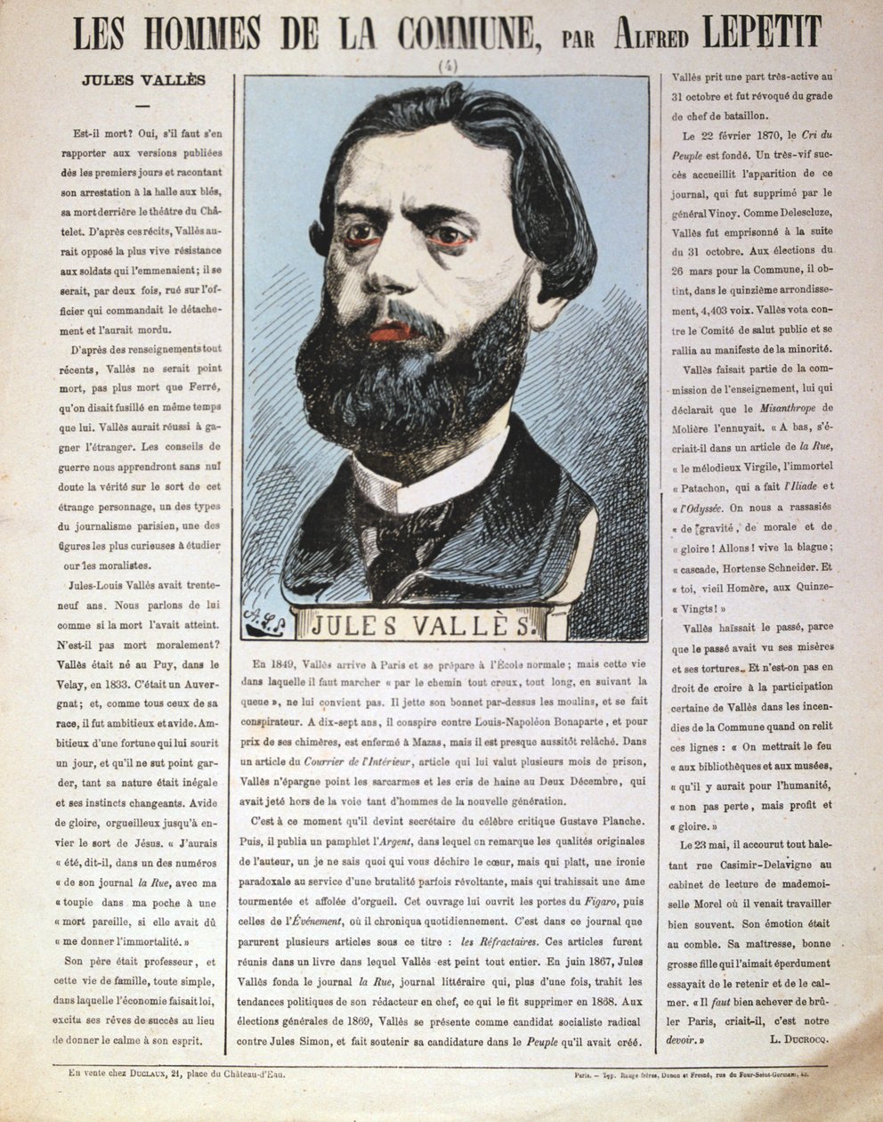 Jules Valles francia újságíró, író és a Párizsi Kommün tagja, 1871 alkotó: Alfred Lepetit