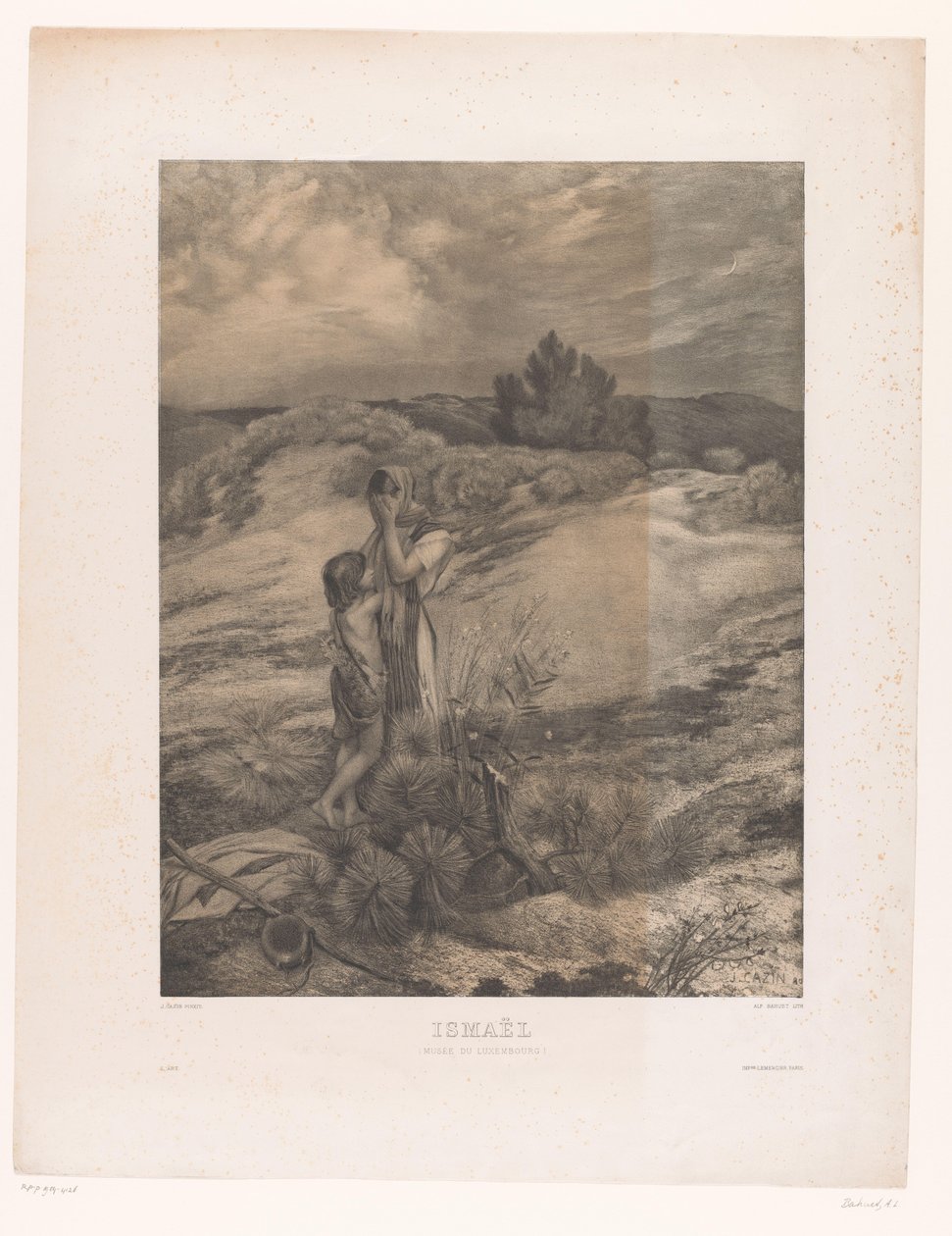 Hágár és Izmael a sivatagban Ismaël (Musée du Luxembourg) (cím a tárgyon) alkotó: Alfred Louis Bahuet
