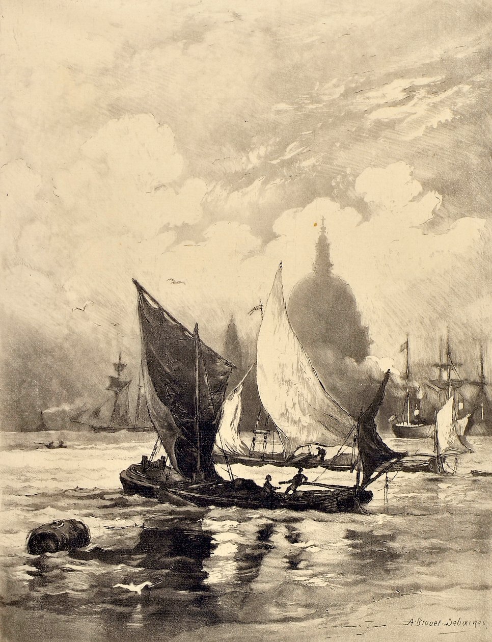 A Temze a London Bridge alatt (akvatinta) alkotó: Alfred Louis Brunet Debaines