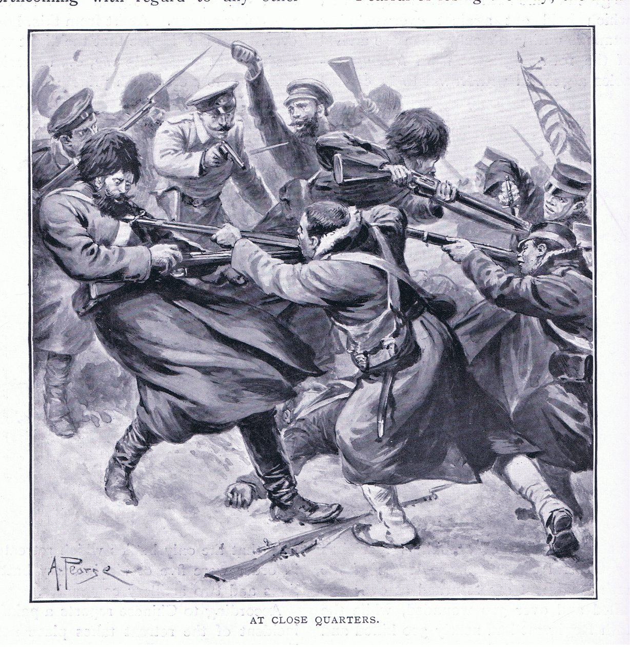 Közelről illusztráció a Cassells History of the Orosz-Japán háború 1. kötetéből, 1900 körül alkotó: Alfred Pearse