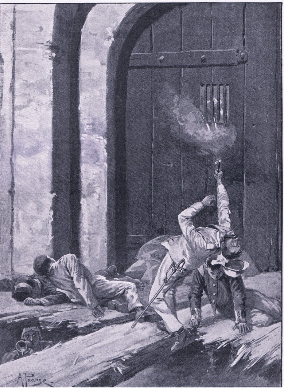 Delhi: Salkeld hadnagy, Bengáli mérnökök felrobbantják a kasmíri kaput, illusztráció a brit szárazföldi és tengeri csatákból, 1915 alkotó: Alfred Pearse
