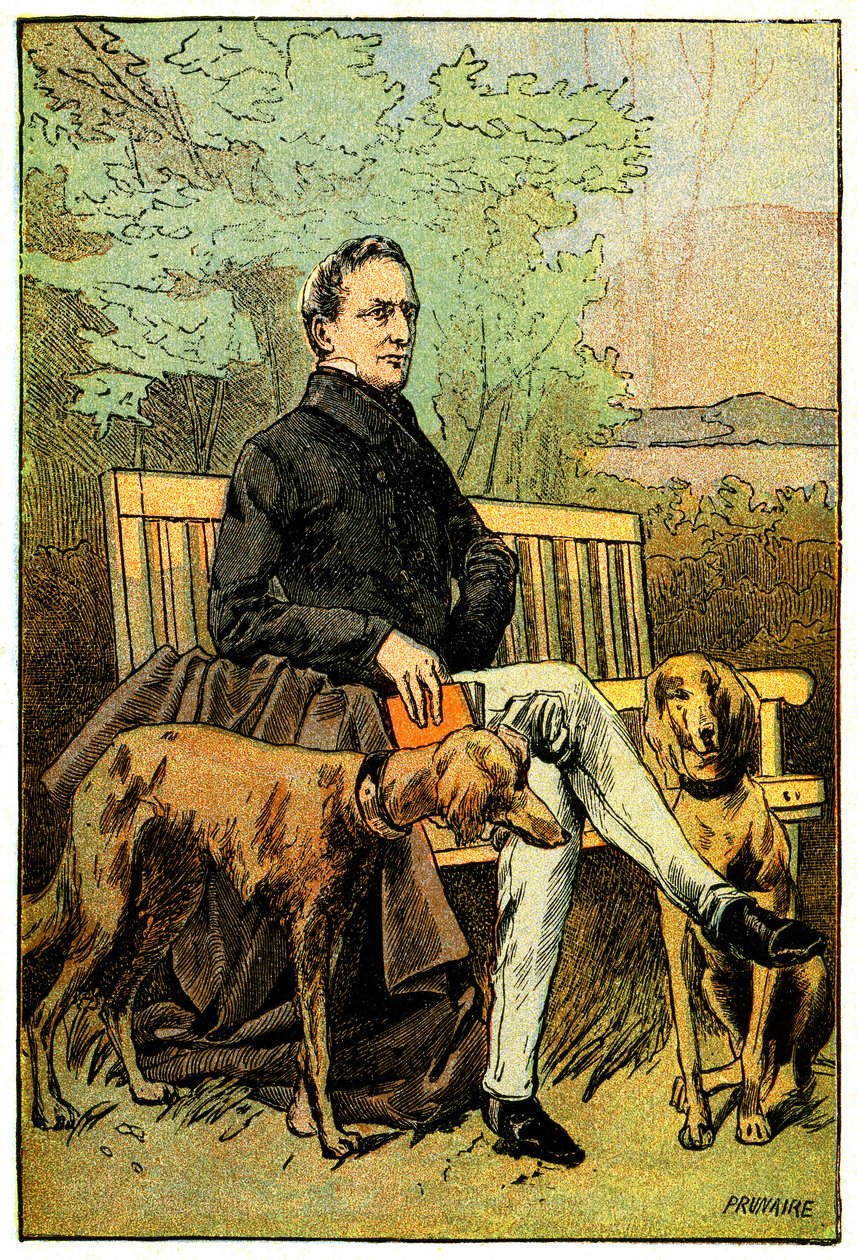 A költő Alphonse de Lamartine a kutyáival alkotó: Alfred Prunaire