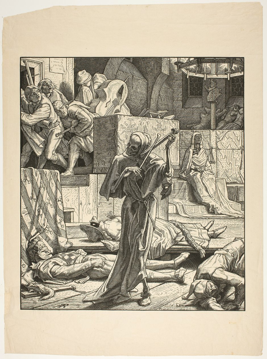 A fojtogató halála, a kolera első kitörése egy álarcosbálban Párizsban, 1831 alkotó: Alfred Rethel
