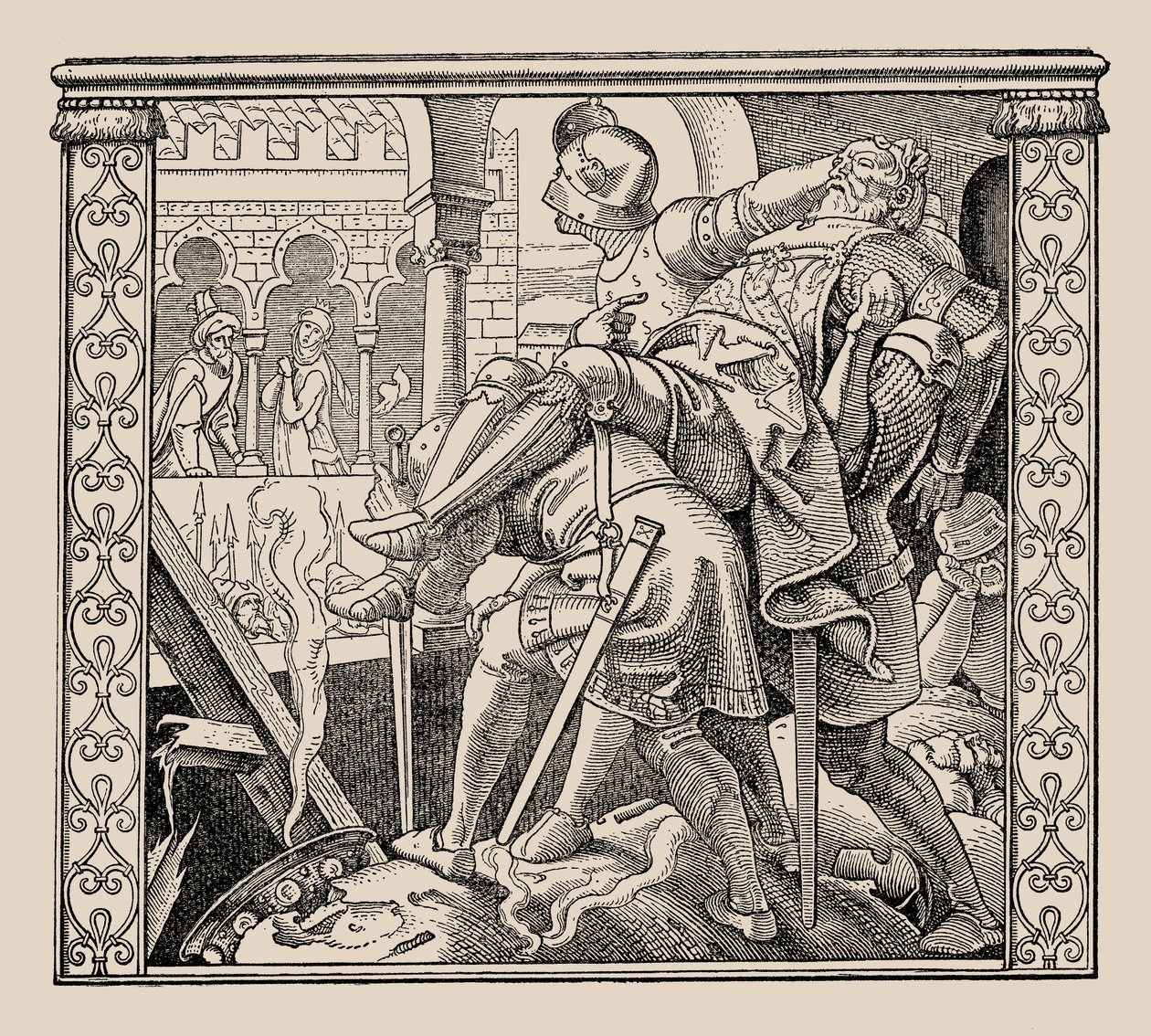 Die Nibelungen. Hogyan mutatják be a Rudigers hadtestet Krimhildnek, 1840-1841. alkotó: Alfred Rethel