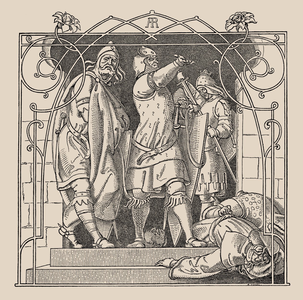 Die Nibelungen. Hogyan dobták ki a halottakat a teremből, 1840-1841. alkotó: Alfred Rethel