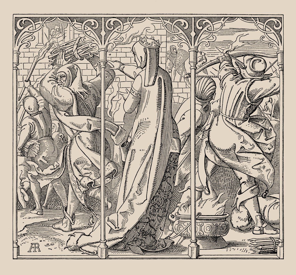 Die Nibelungen. Hogyan adott parancsot a királynő a csarnok felgyújtására, 1840-1841. alkotó: Alfred Rethel