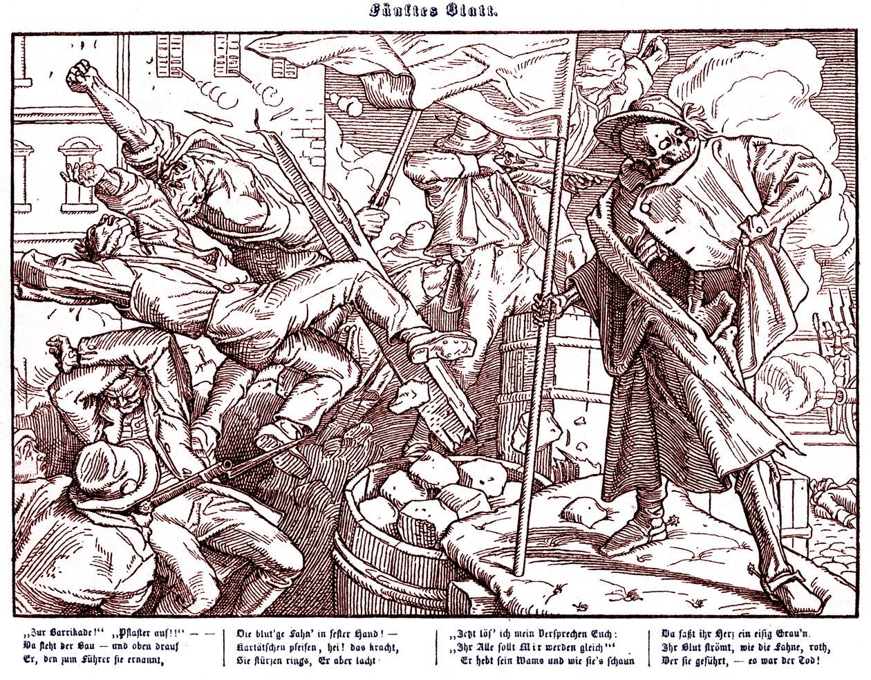 Totentanz 1848: A halál forradalmi polgárokat vezet alkotó: Alfred Rethel