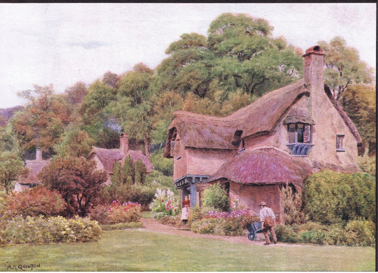 Almshouses, Selworthy Green, Somerset, a The Cottages and the Village Life of Rural Englandből, a Dent & Sons Limited kiadásában alkotó: Alfred Robert Quinton