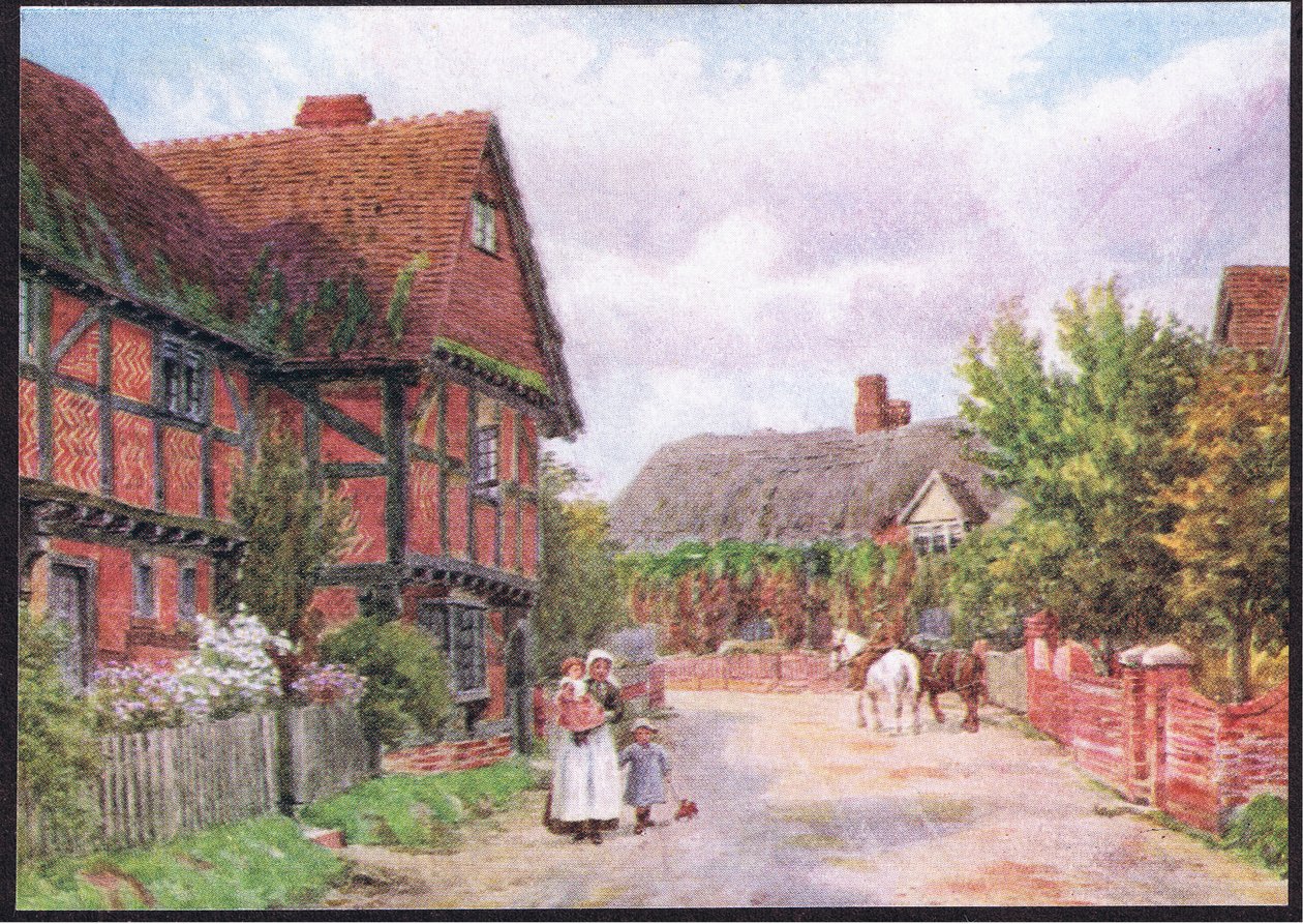Cottages at East Hagbourne, a The Cottages and the Village Life of Rural Englandből, amelyet a Dent & Sons Limited adott ki, 1912 alkotó: Alfred Robert Quinton