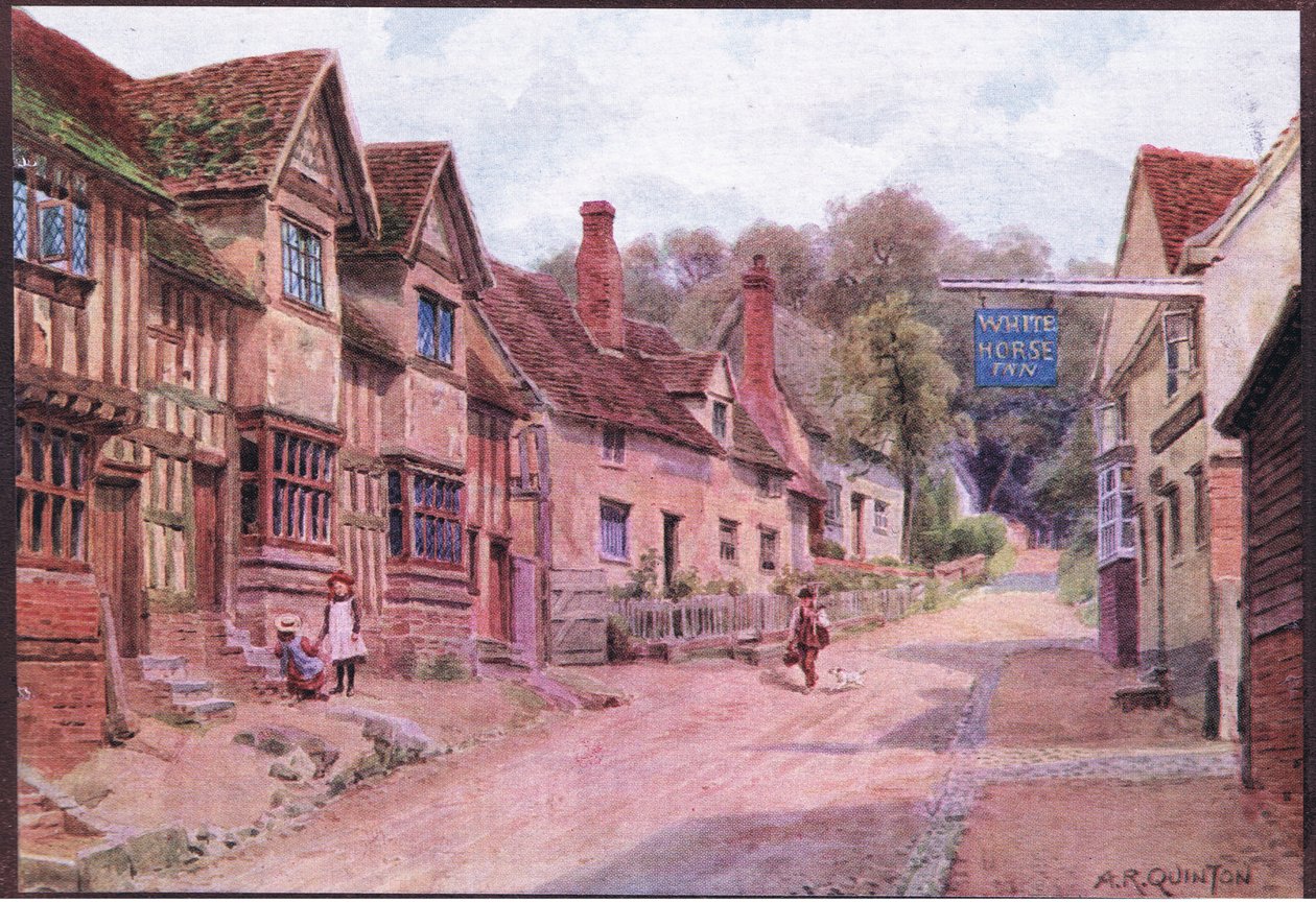 A Dent & Sons Limited által kiadott The Cottages and the Village Life of Rural England című házakban korábban takácsok laktak, Kersey, Suffolk alkotó: Alfred Robert Quinton