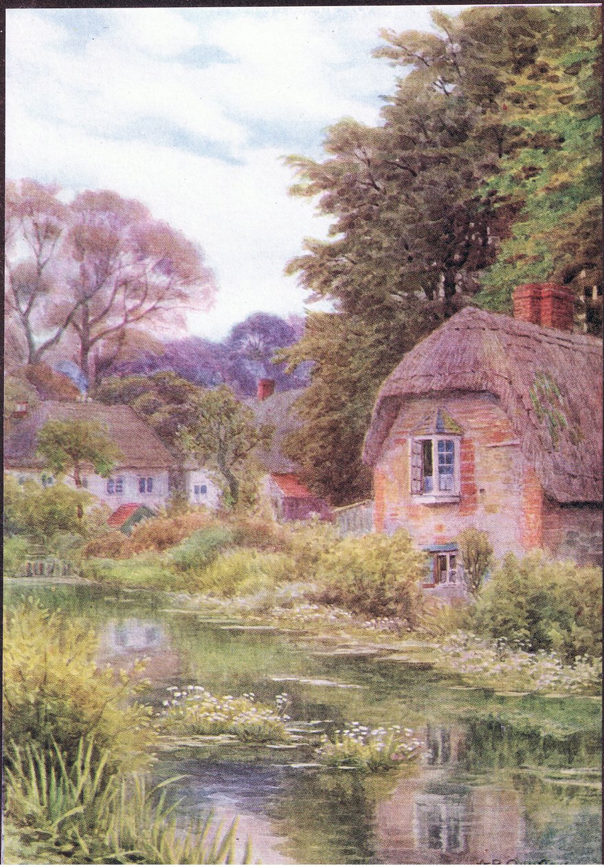 On the Avon at Lake, Salisbury közelében, a The Cottages and the Village Life of Rural Englandből, amelyet a Dent & Sons Limited adott ki alkotó: Alfred Robert Quinton