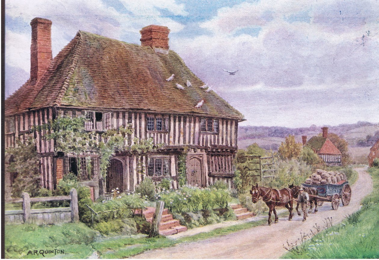 Small Hythe, Nr Tenterden, Kent, a The Cottages and the Village Life of Rural Englandből a Dent & Sons Limited kiadásában, 1912 alkotó: Alfred Robert Quinton