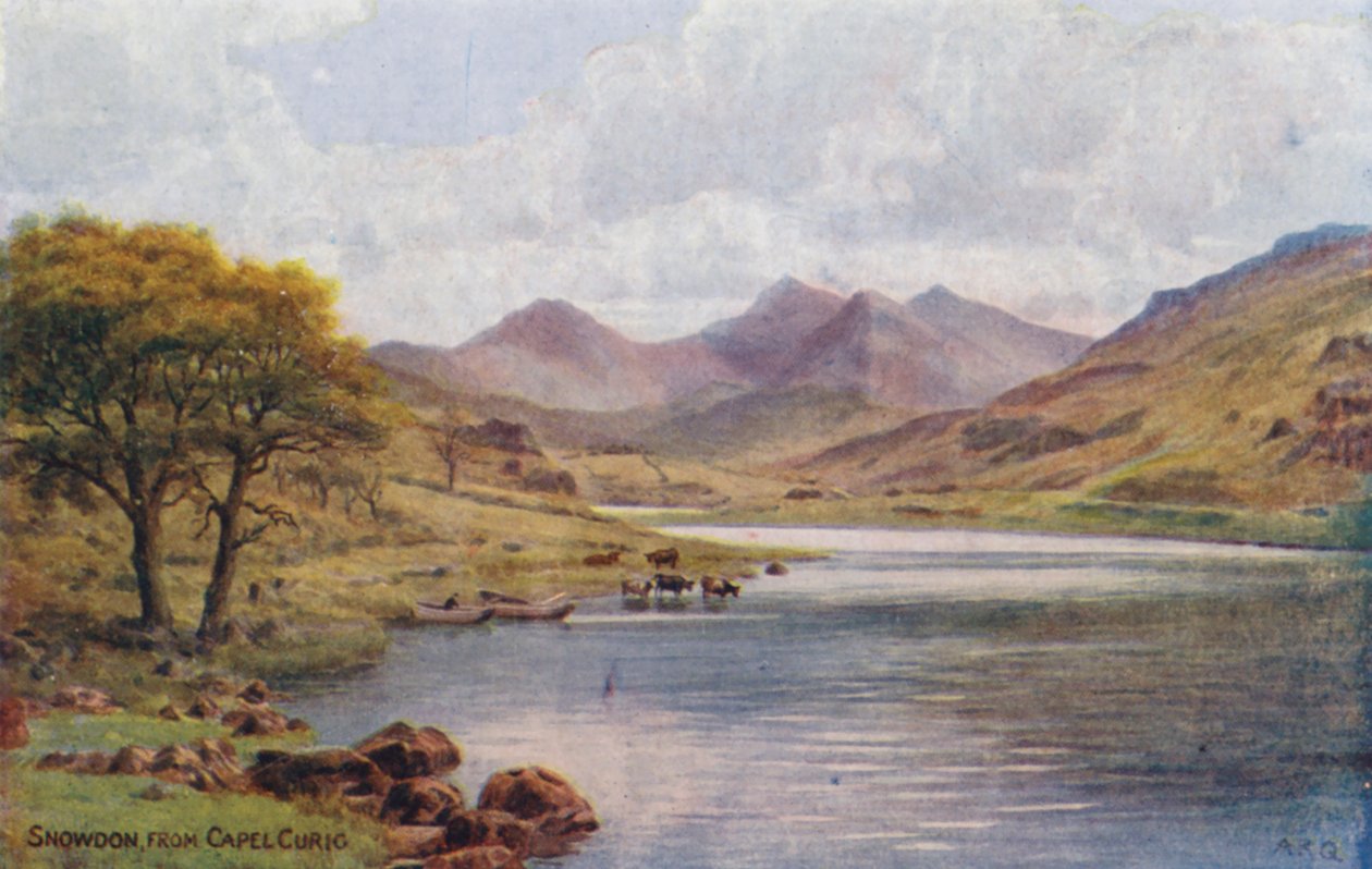 Snowdon, Capel Curig felől (színes litográfia) alkotó: Alfred Robert Quinton