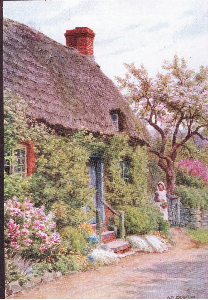 The Cottage Door, Elmley Castle, Worcester, a The Cottages and the Village Life of Rural Englandből, amelyet a Dent & Sons Limited adott ki alkotó: Alfred Robert Quinton