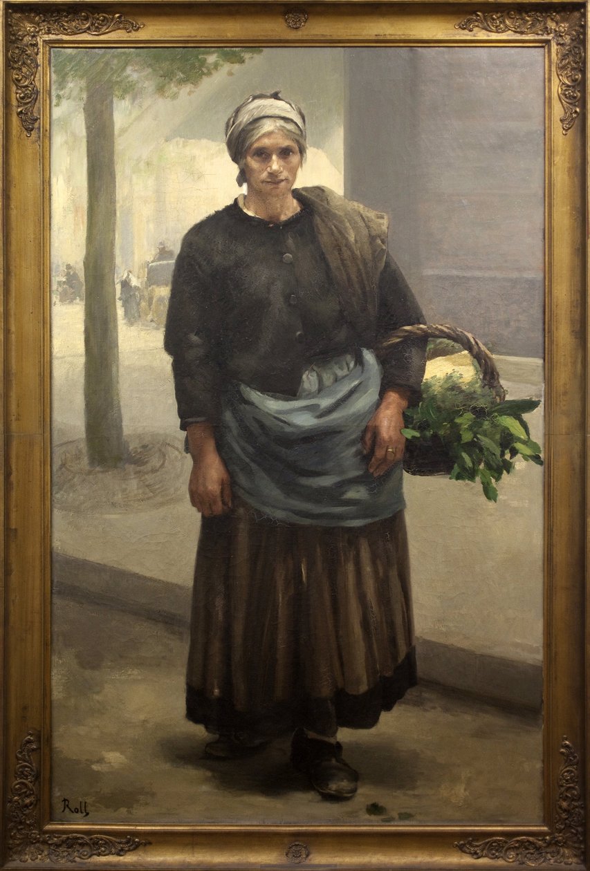 Marianne Offrey zölden sikoltozik. Alfred Roll (1846-1919) festménye, olaj, vászon, 1885 előtt. Szépművészeti Múzeum Pauban. alkotó: Alfred Roll