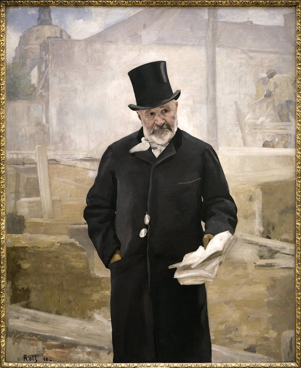 Jean Charles Adolphe Alphand (1817-1891) portréja, Haussmann báró munkatársa, a közmunkák felügyelője, a párizsi zöldfelületek kialakítása, az 1889-es világkiállítás alkotásainak igazgatója, Alfred Roll (1846-1919) olajfestménye vászonra ). Photog alkotó: Alfred Roll